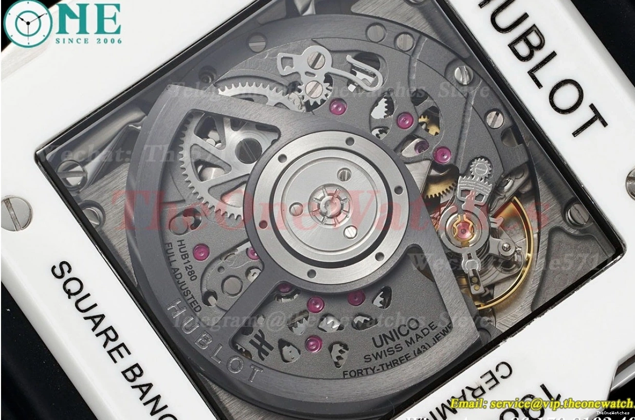 HUB1280A BBF RU White Cer Dial Unico Square Skeleton Bang 42mm 0521